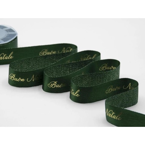 NASTRO VERDE BUON NATALE BOUTIQUE LAME' 25MM. 10MT.